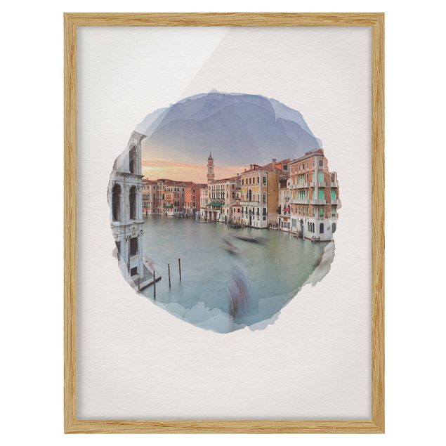 Wandbilder Modern Wasserfarben - Canale Grande Blick von der Rialtobrücke Venedig