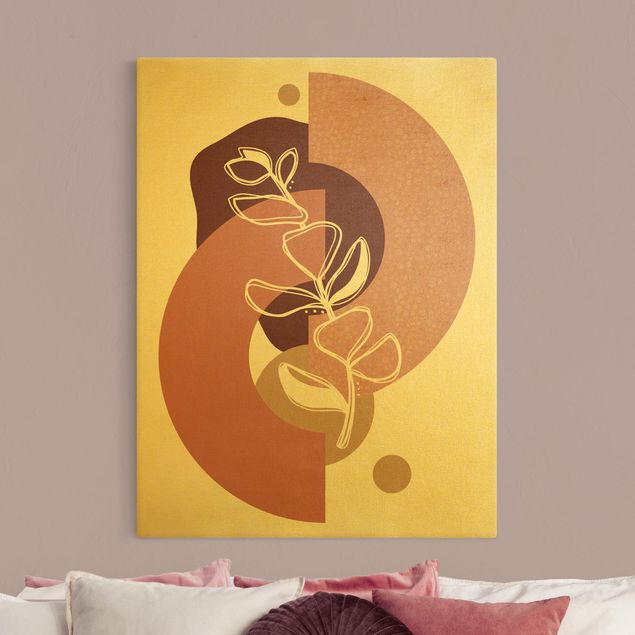 Wandbilder Geometrische Formen - Blätter Rosa Gold