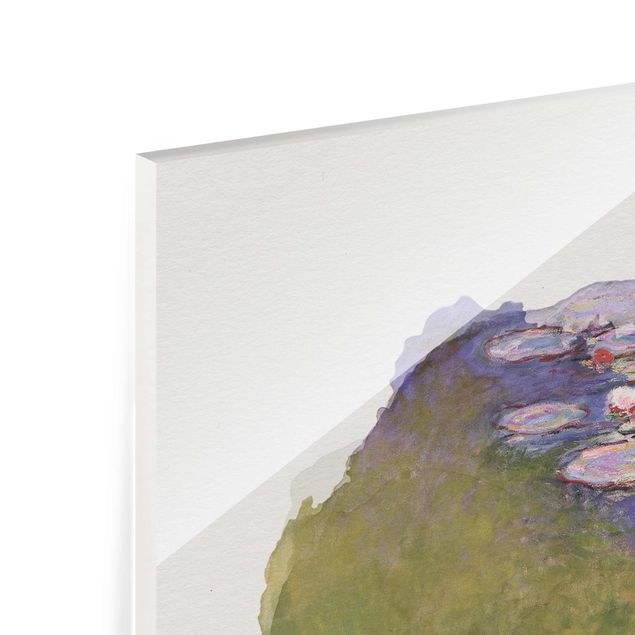 Glasbilder Blumen Motive Wasserfarben - Claude Monet - Seerosen