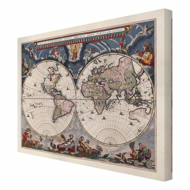 Leinwandbilder kaufen Historische Weltkarte Nova et Accuratissima von 1664