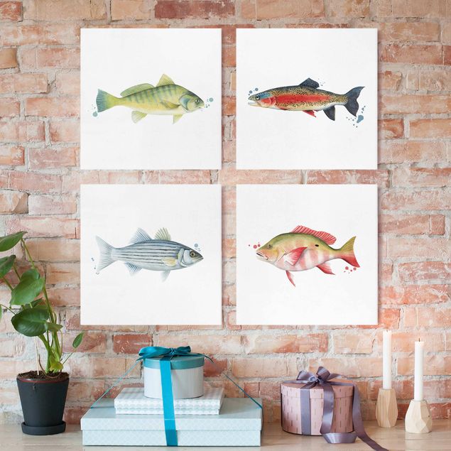 Küche Dekoration Farbfang - Fische Set I