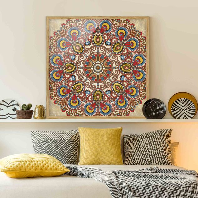 abstrakte Bilder mit Rahmen Farbiges Mandala