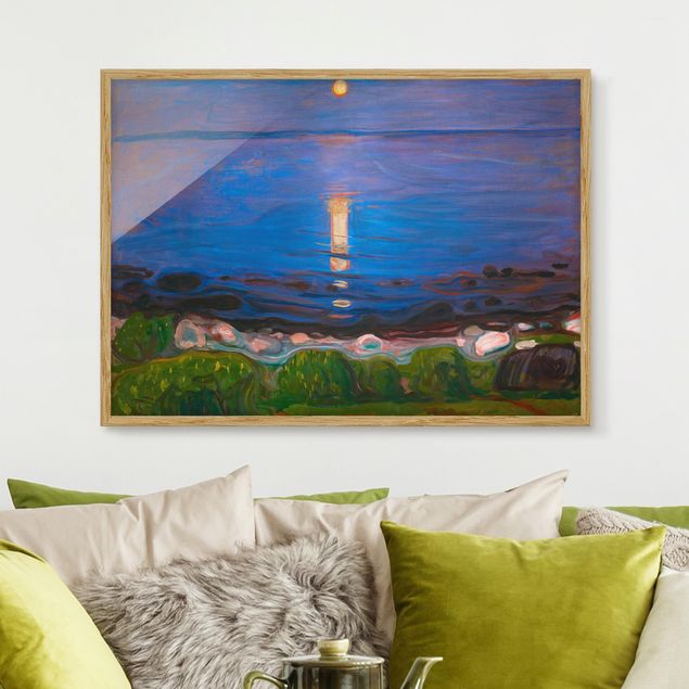 Gerahmte Bilder Strände Edvard Munch - Sommernacht am Meeresstrand