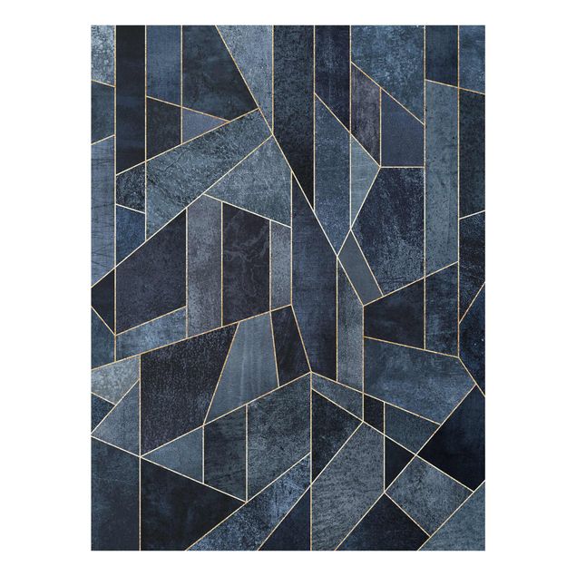 Wandbilder Muster Blaue Geometrie Aquarell