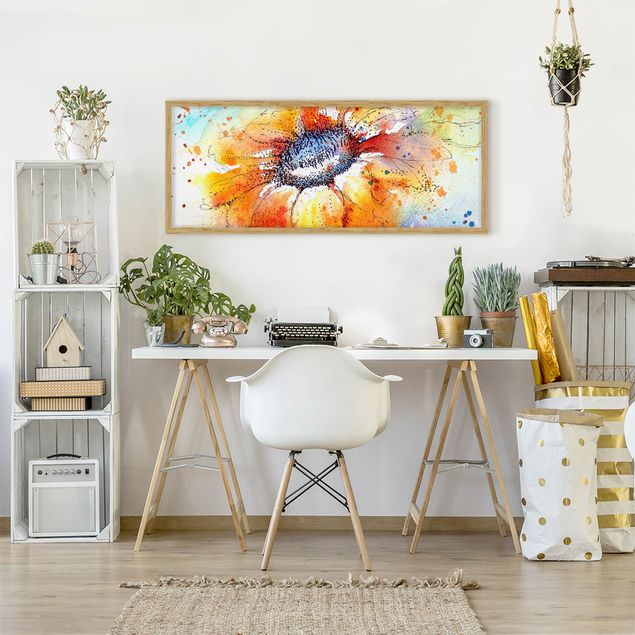 gerahmte Blumenbilder Painted Sunflower