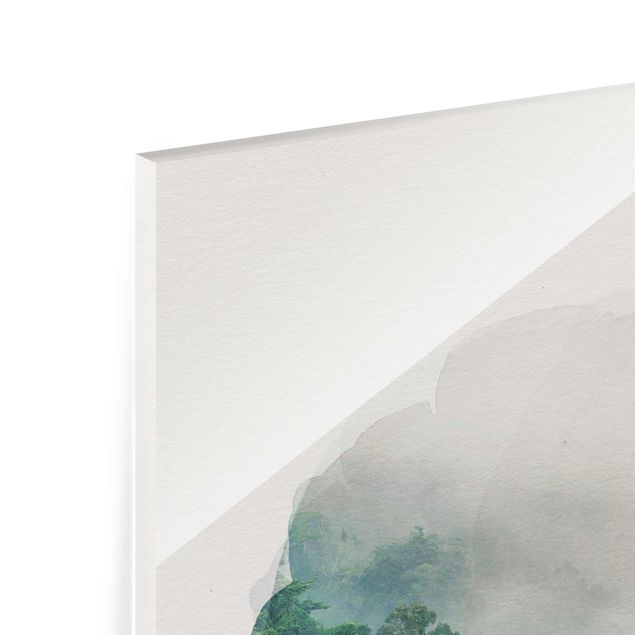 Wandbilder Floral Wasserfarben - Dschungel im Nebel