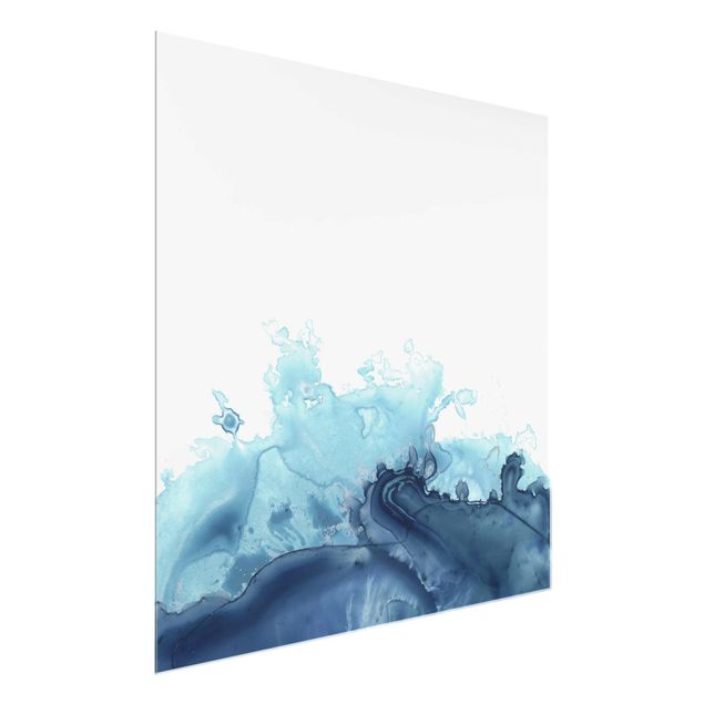 Wandbilder Modern Welle Aquarell Blau I