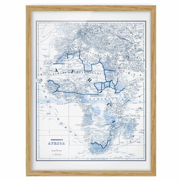 Wandbilder Afrika Karte in Blautönen - Afrika