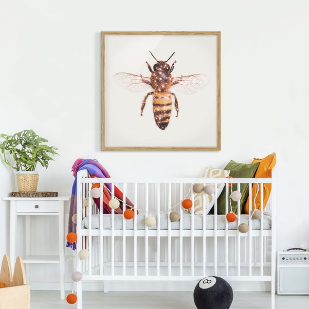 Wandbilder Kunstdrucke Biene mit Glitzer