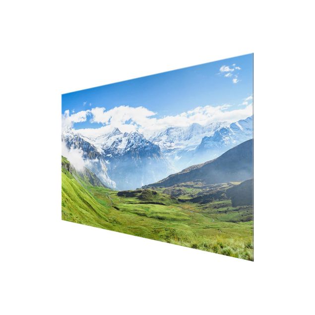 Wandbilder Glas Natur Schweizer Alpenpanorama