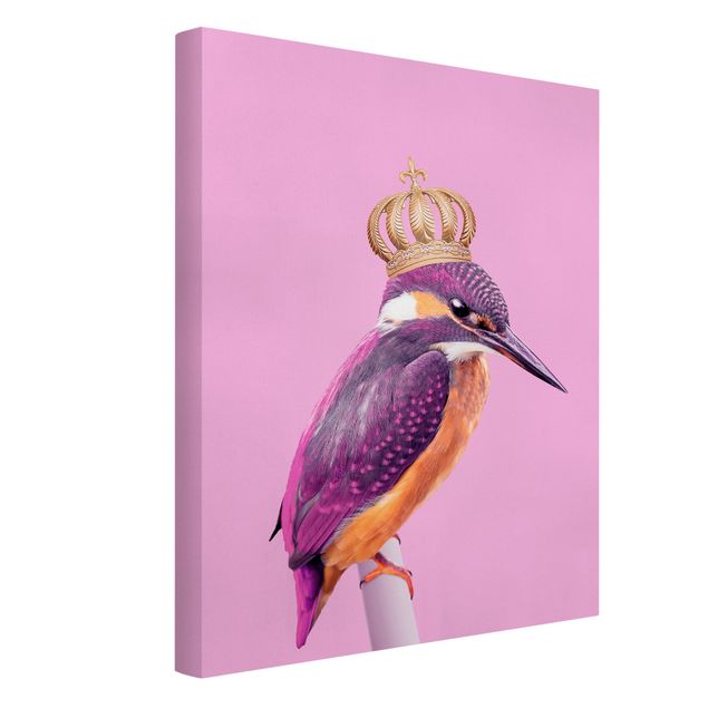 Wandbilder Kunstdrucke Rosa Eisvogel mit Krone