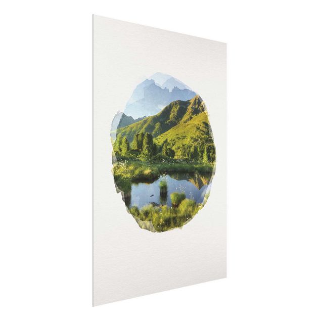 Glasbilder Berge Wasserfarben - Blick vom Hirschbichl ins Defereggental