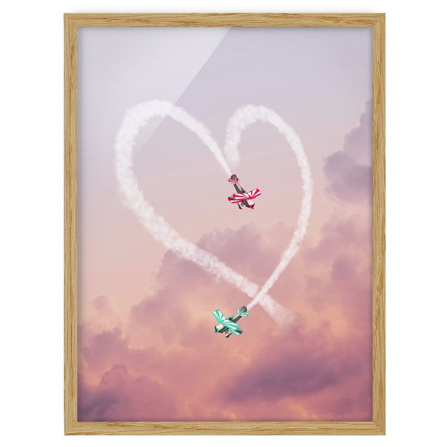 Kunstdrucke mit Rahmen Herz mit Flugzeugen