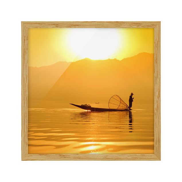 Wandbilder Landschaften Fischer im Sonnenaufgang