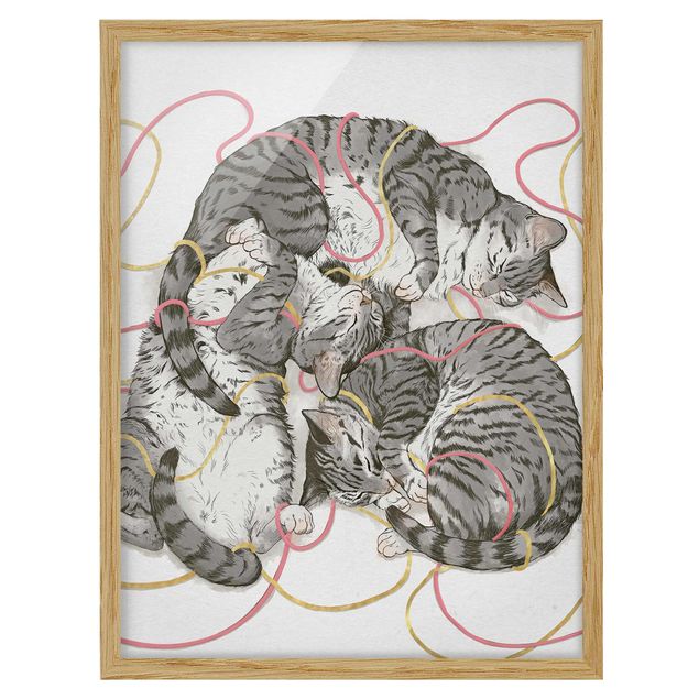 Wandbilder Kunstdrucke Illustration Graue Katzen Malerei