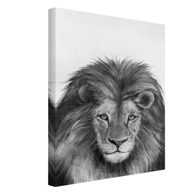 Wandbilder Löwen Illustration Löwe Schwarz Weiß Malerei