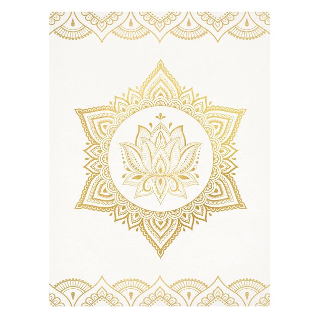 schöne Bilder Mandala Lotus Illustration Ornament weiß gold