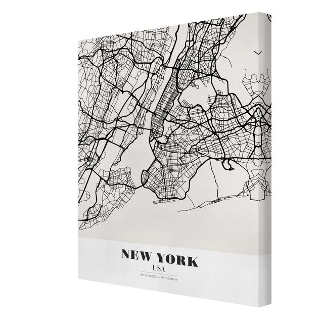Weltkarte Leinwandbild Stadtplan New York - Klassik