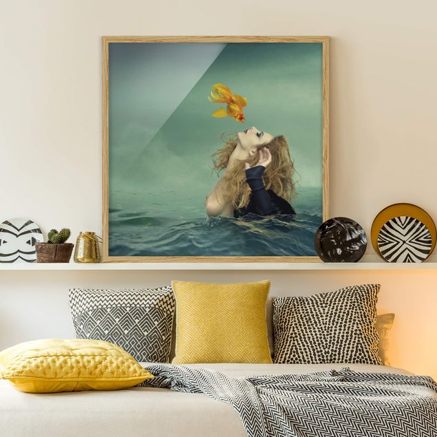 Wandbilder Fische Kuss eines Goldfisches