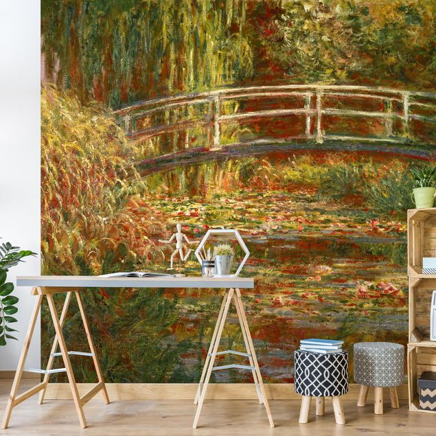 Impressionismus Bilder Claude Monet - Seerosenteich und japanische Brücke (Harmonie in rosa)