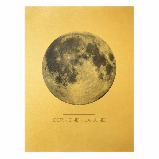 Leinwandbild Gold - Der Mond - La Lune - Hochformat 3:4