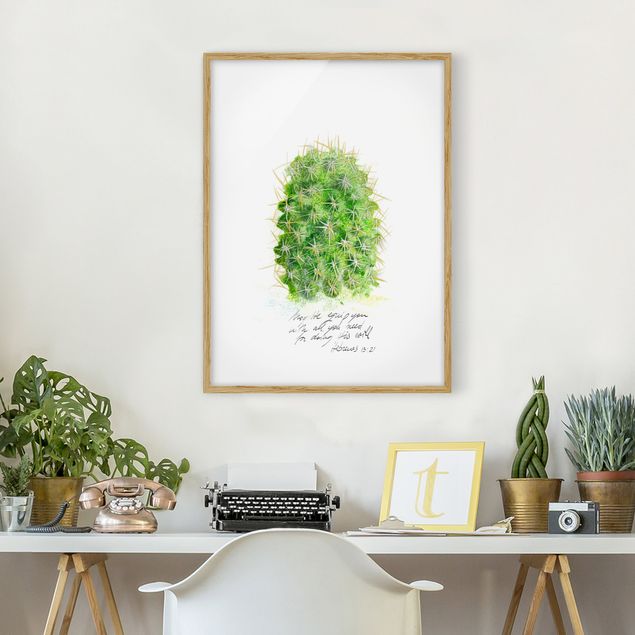 Wandbilder Floral Kaktus mit Bibelvers I