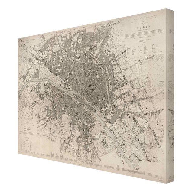 Leinwandbilder Weltkarte Vintage Stadtplan Paris