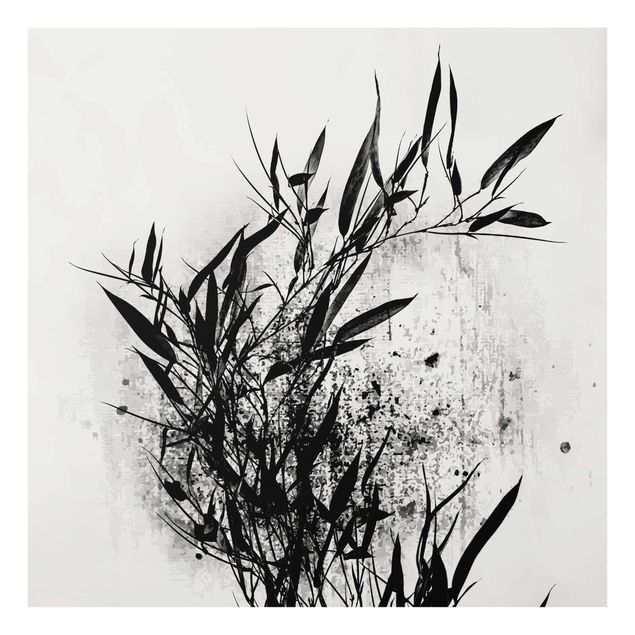 Glasbilder Blumen Motive Grafische Pflanzenwelt - Schwarzer Bambus