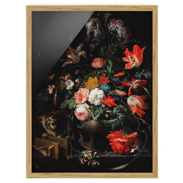 Bilder gerahmt Blumen Abraham Mignon - Das umgeworfene Bouquet