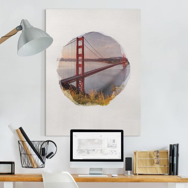 Küchen Deko Wasserfarben - Golden Gate Bridge in San Francisco