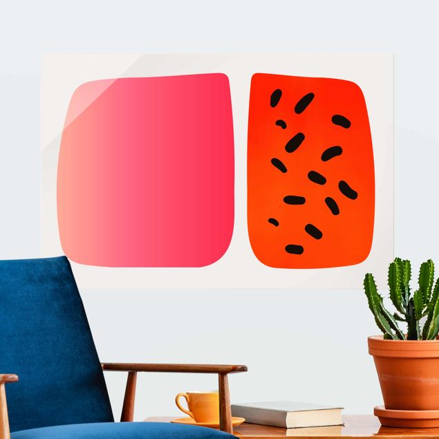 Küche Dekoration Abstrakte Formen - Melone und Rosa