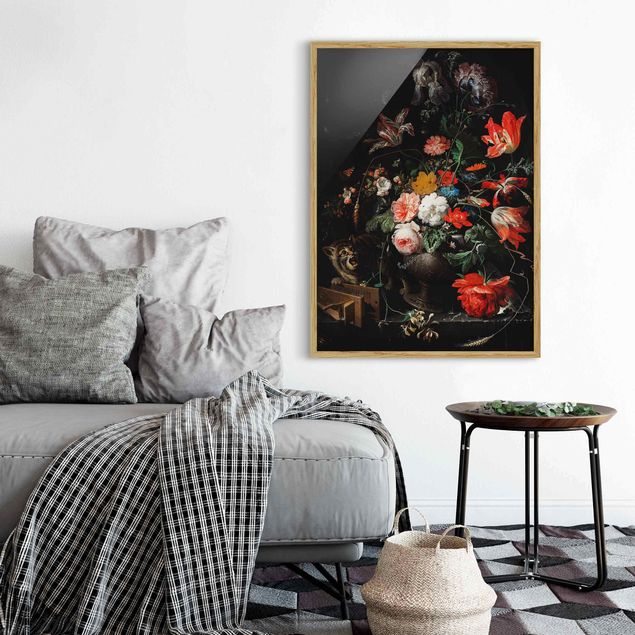 Wandbilder Barock Abraham Mignon - Das umgeworfene Bouquet