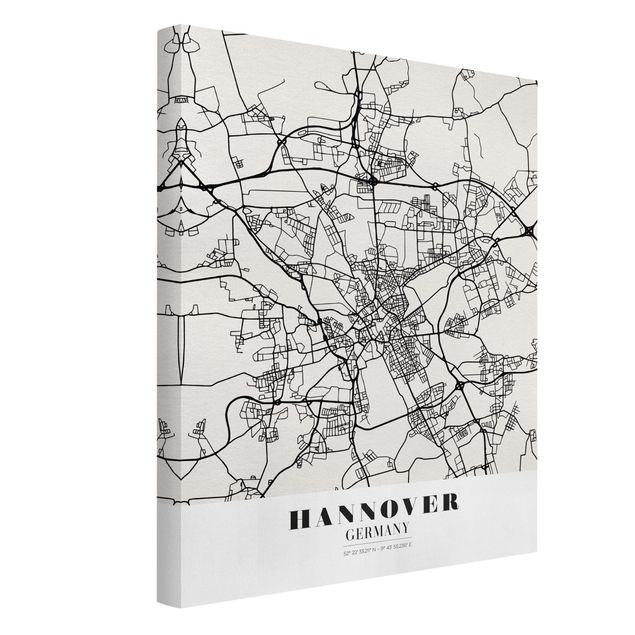 Wandbilder Weltkarten Stadtplan Hannover - Klassik