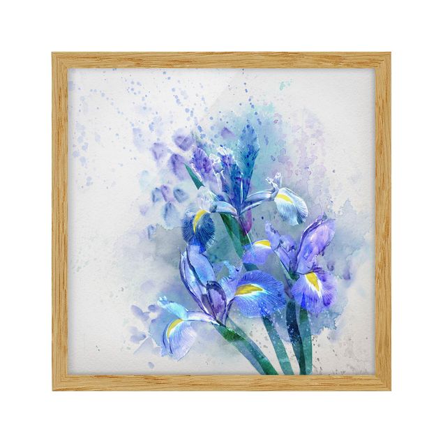 Wandbilder Blumen Aquarell Blumen Iris