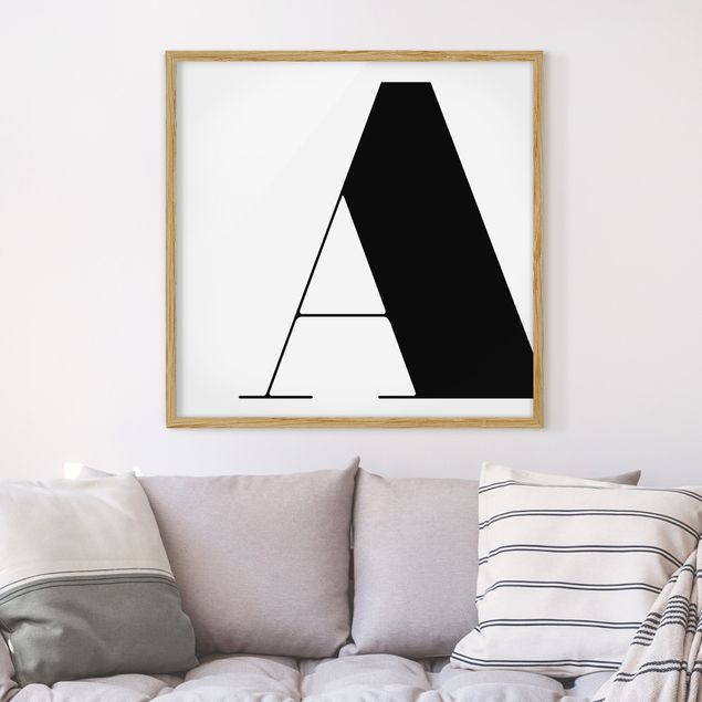 schwarz-weiß Bilder mit Rahmen Antiqua Letter A