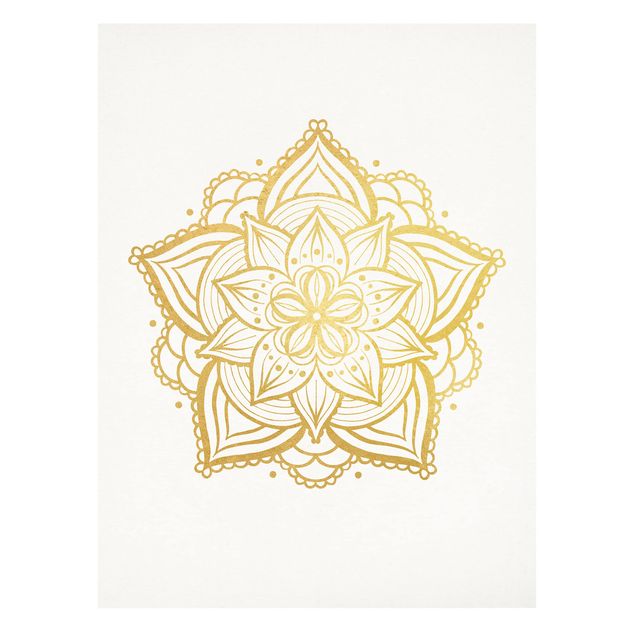 Wandbilder Mandala Blüte Illustration weiß gold