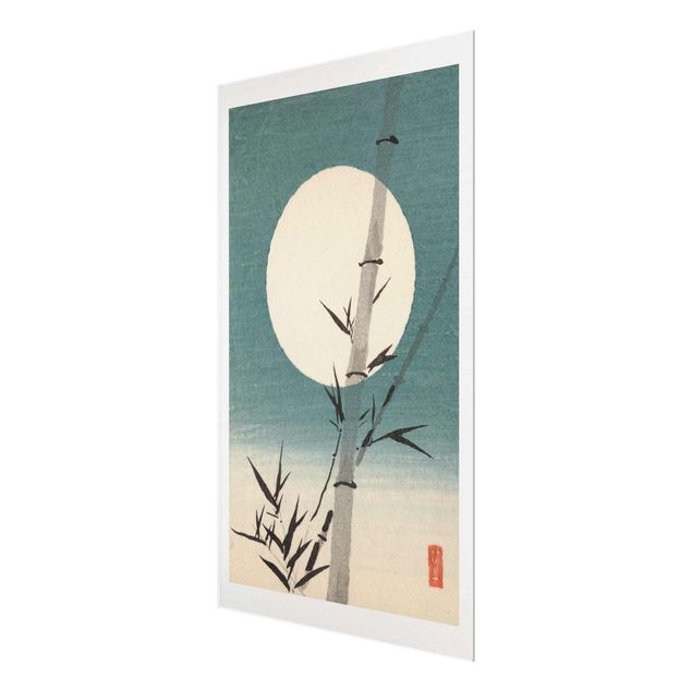Wandbilder Retro Japanische Zeichnung Bambus und Mond