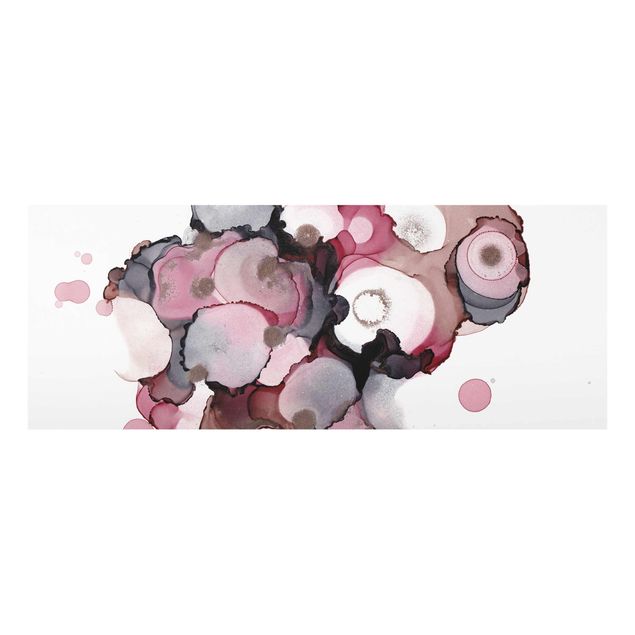 Wandbilder Rosa Pink-Beige Tropfen mit Roségold