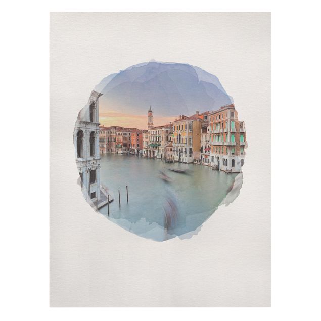 Wandbilder Architektur & Skyline Wasserfarben - Canale Grande Blick von der Rialtobrücke Venedig