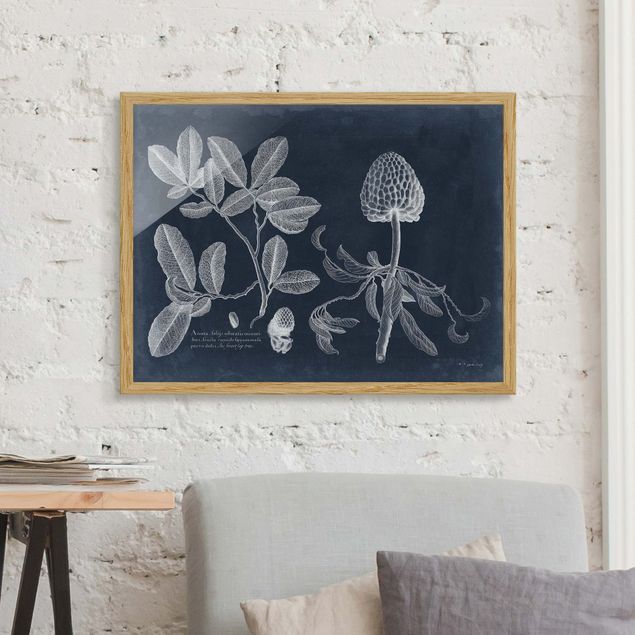 Blumenbilder mit Rahmen Blattwerk Dunkelblau - Zimtapfel