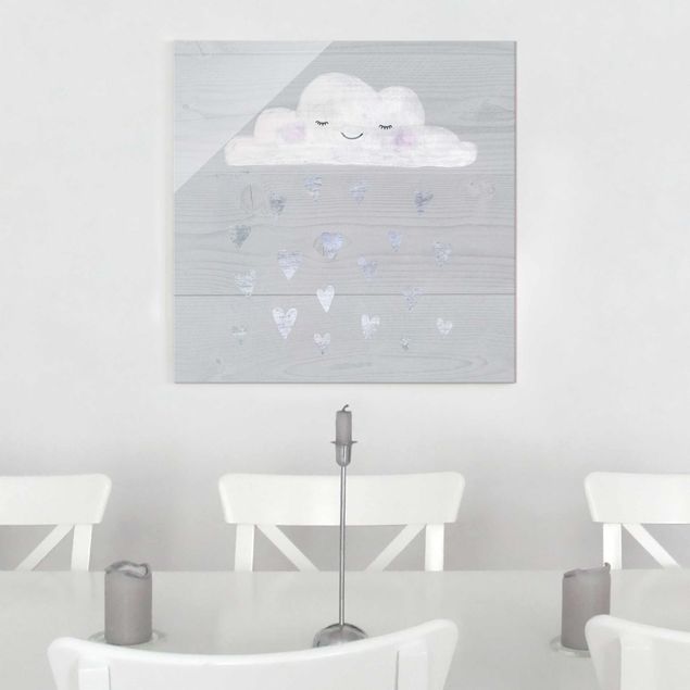 Wandbilder Liebe Wolke mit silbernen Herzen