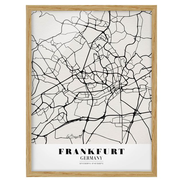 Weltkarten gerahmt Stadtplan Frankfurt - Klassik