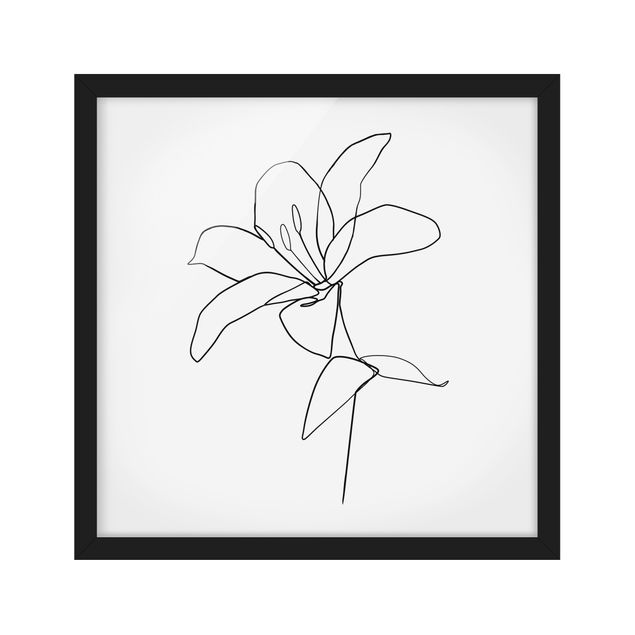 Blumenbilder mit Rahmen Line Art Blüte Schwarz Weiß