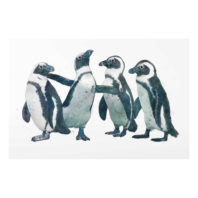 Wandbilder Kunstdrucke Illustration Pinguine Schwarz Weiß Aquarell