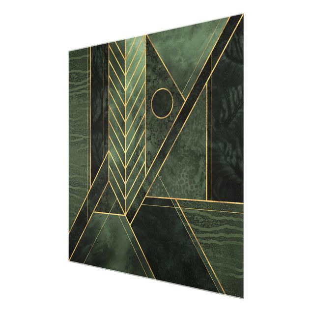 Wandbilder Grün Geometrische Formen Smaragd Gold