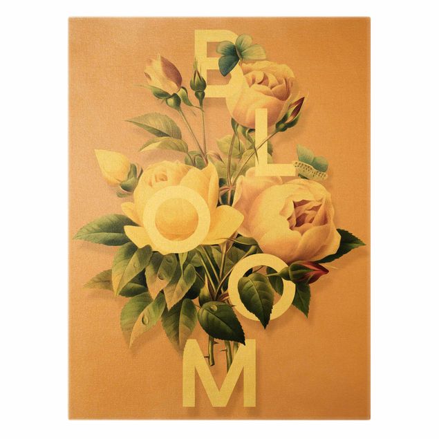 Wandbilder Blumen Florale Typografie - Bloom
