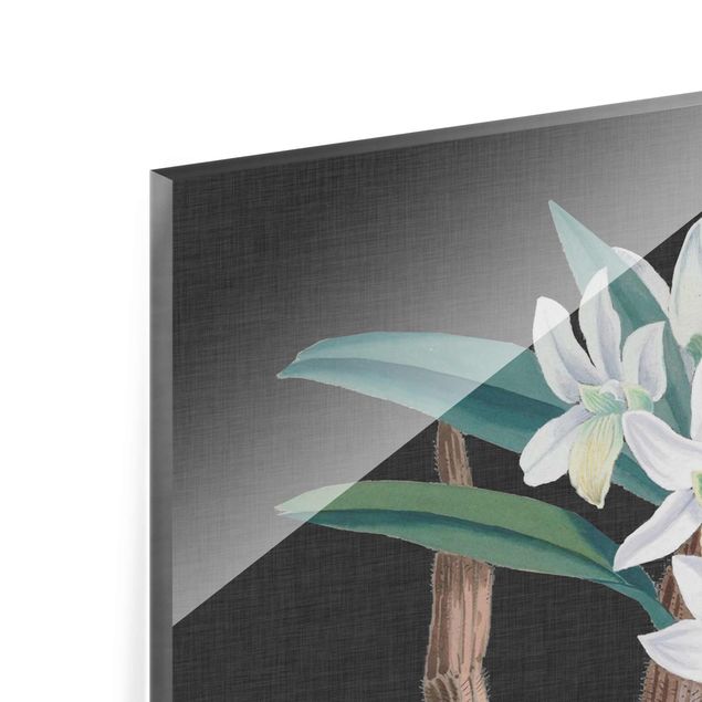Wandbilder Schwarz Weiße Orchidee auf Leinen I