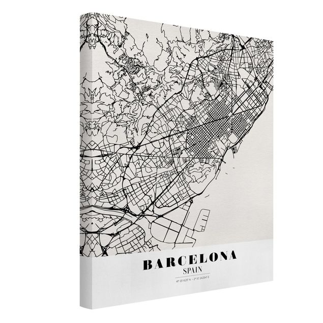 Wandbilder Weltkarten Stadtplan Barcelona - Klassik