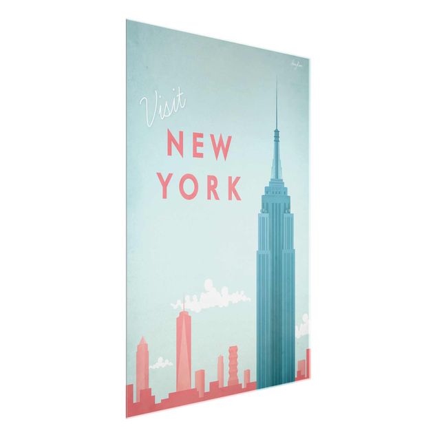 Glasbild Skyline Reiseposter - New York
