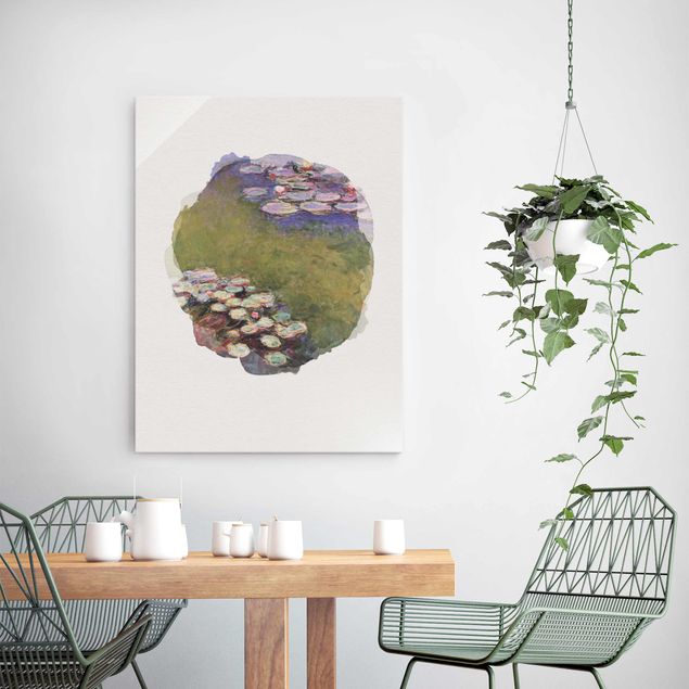 Glasbilder Rosen Wasserfarben - Claude Monet - Seerosen